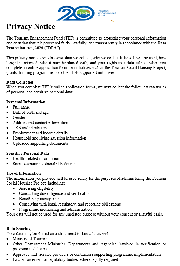 Privacy Notice Page 1